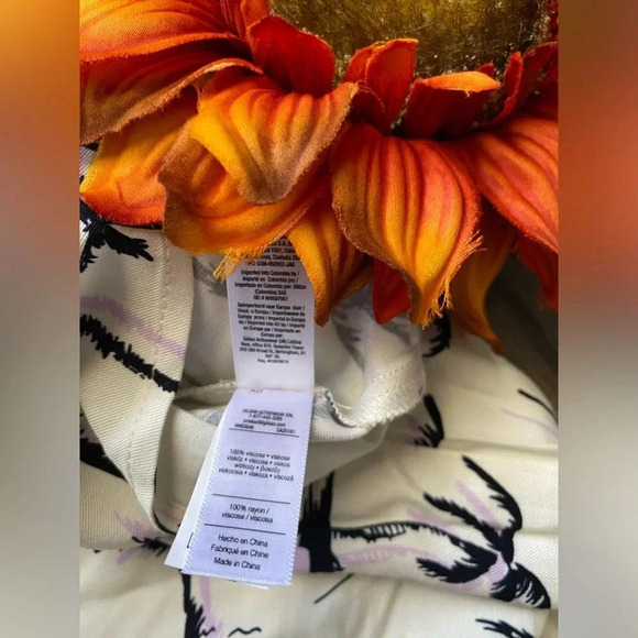 🦋B2G1🦋AMERICAN APPAREL White Palm Print Spaghetti Strap Summer Dress | L… - Picture 8 of 9